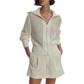 Varley Varley Eloise Open Stitch Cotton Zip-Up Cardigan