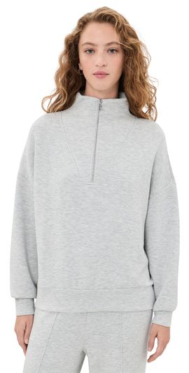 Varley Varley Hawley Half Zip Sweatshirt Light Grey Marl
