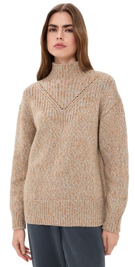 Varley Varley Rosalind High Neck Sweater Mid Tan Fleck