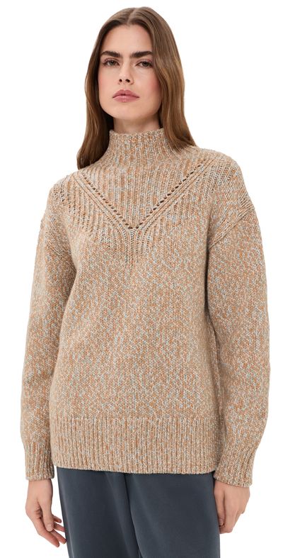 Varley Varley Rosalind High Neck Sweater Mid Tan Fleck