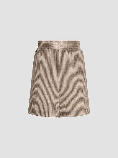 Varley Women's Darina Striped Stretch-Cotton Seersucker Shorts