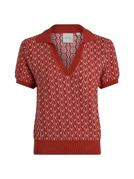 Varley Women's Ezrella Geometric Cotton-Blend Polo Shirt
