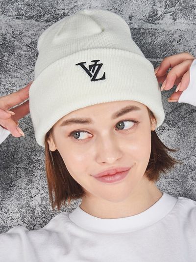 VARZAR 3D Monogram Beanie_White