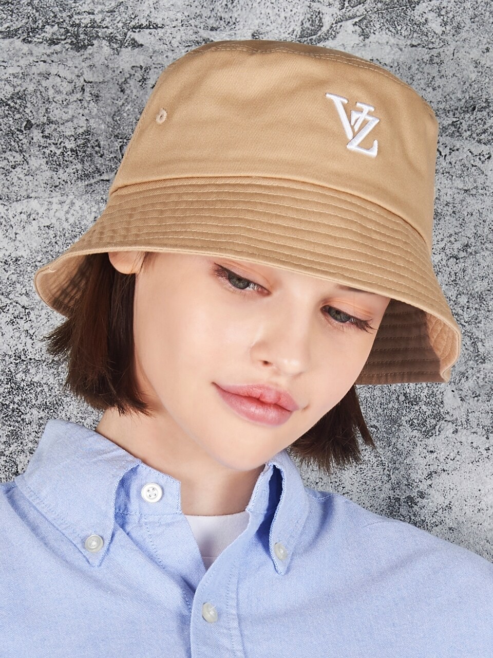 VARZAR 3D Monogram Bucket Hat_Beige