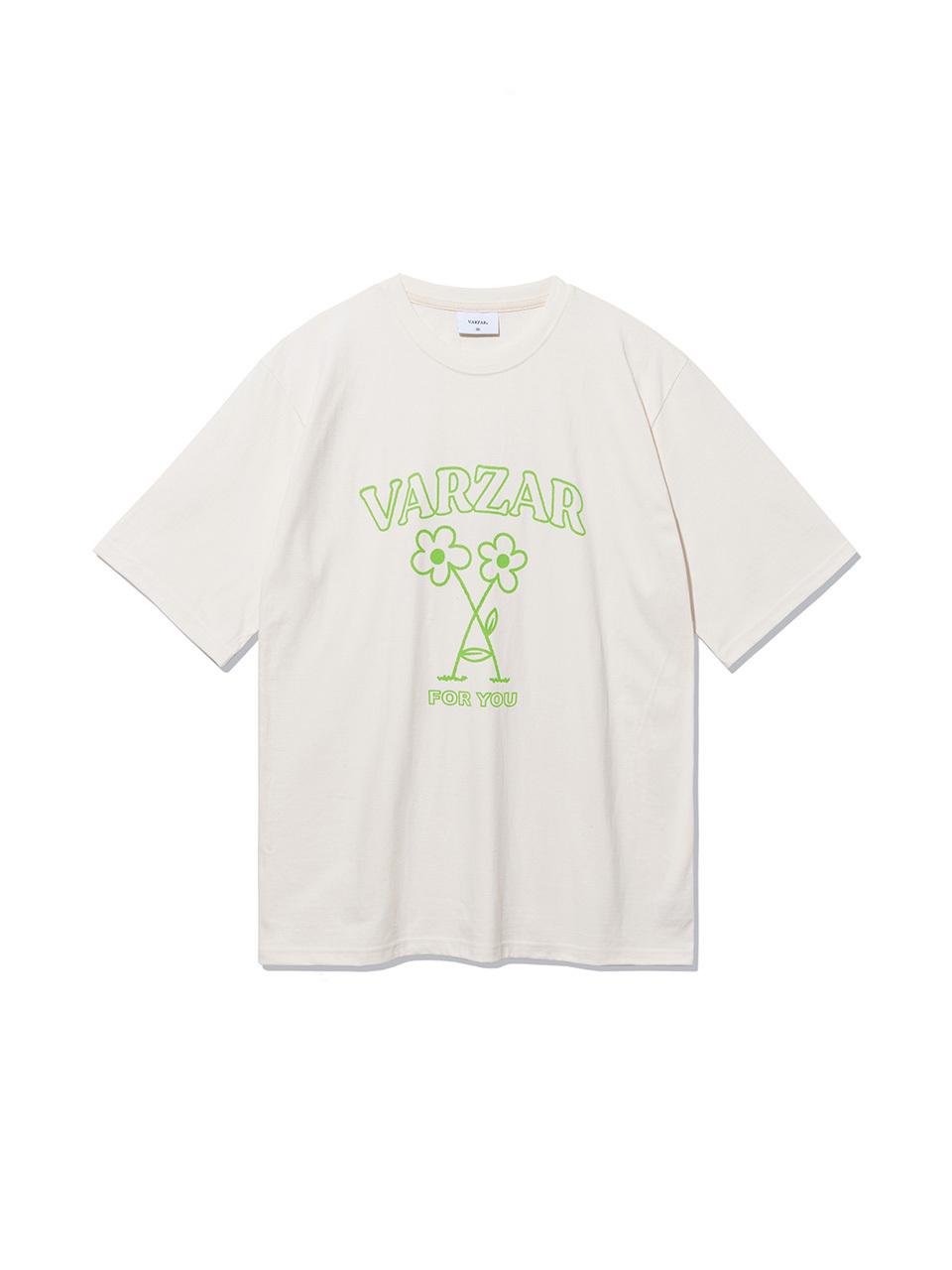 VARZAR Beach Graphic Regular Fit Short-Sleeve T-Shirt [Cream]