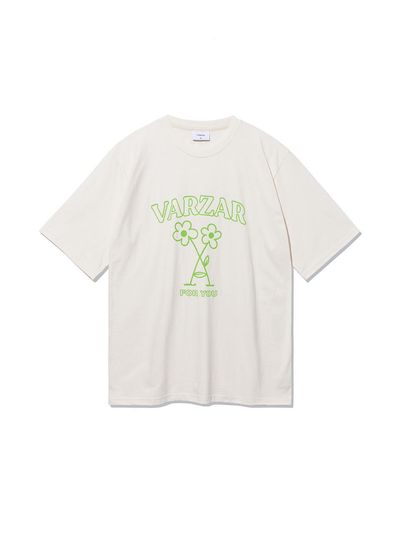 VARZAR Beach Graphic Regular Fit Short-Sleeve T-Shirt [Cream]