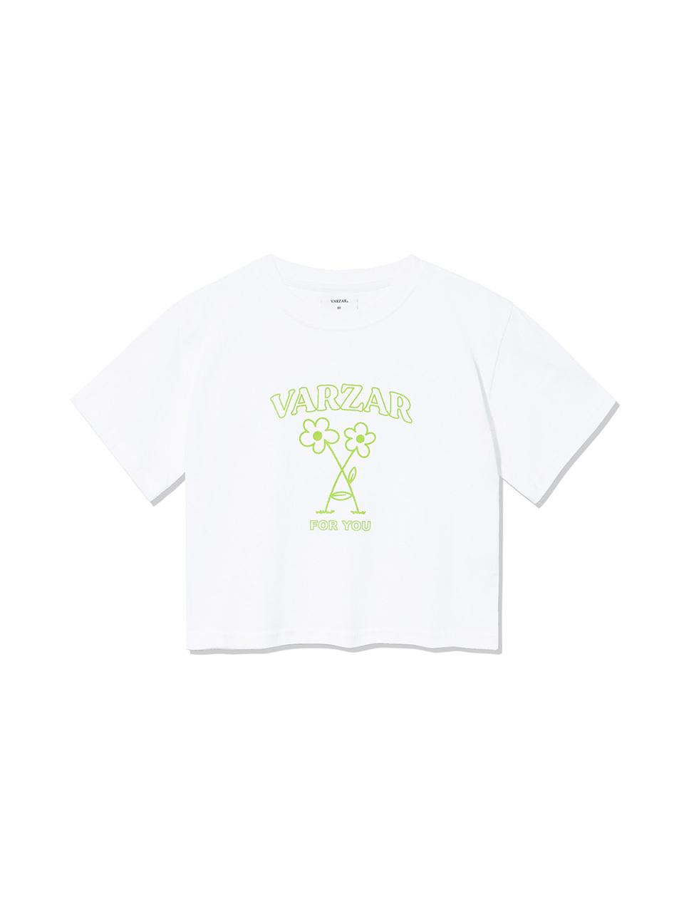 VARZAR Floral Crop Short-Sleeve T-shirt [Beige]