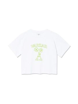 VARZAR Floral Crop Short-Sleeve T-shirt [Beige]