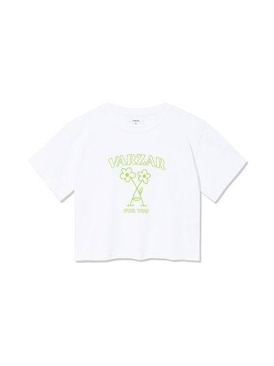 VARZAR Floral Crop Short-Sleeve T-shirt [Beige]