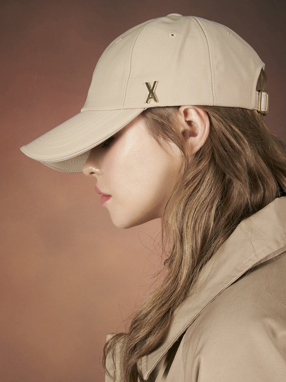 VARZAR Gold Stud Overfit Ball Cap_Beige