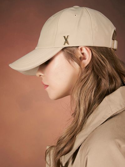 VARZAR Gold Stud Overfit Ball Cap_Beige