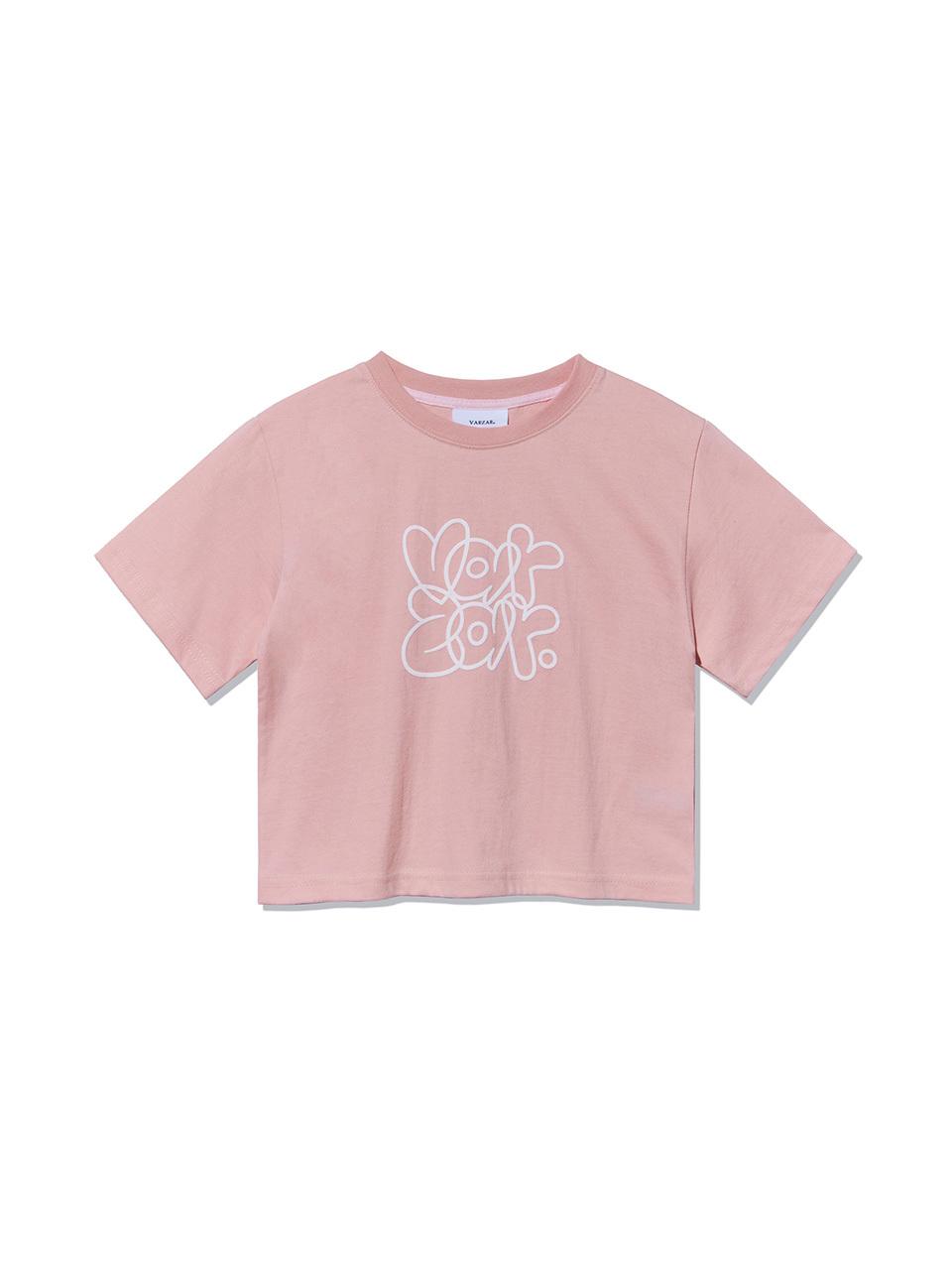 VARZAR Graffiti Crop Short-Sleeve Cotton T-shirt [Pink]