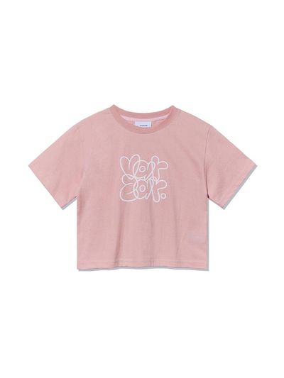 VARZAR Graffiti Crop Short-Sleeve Cotton T-shirt [Pink]