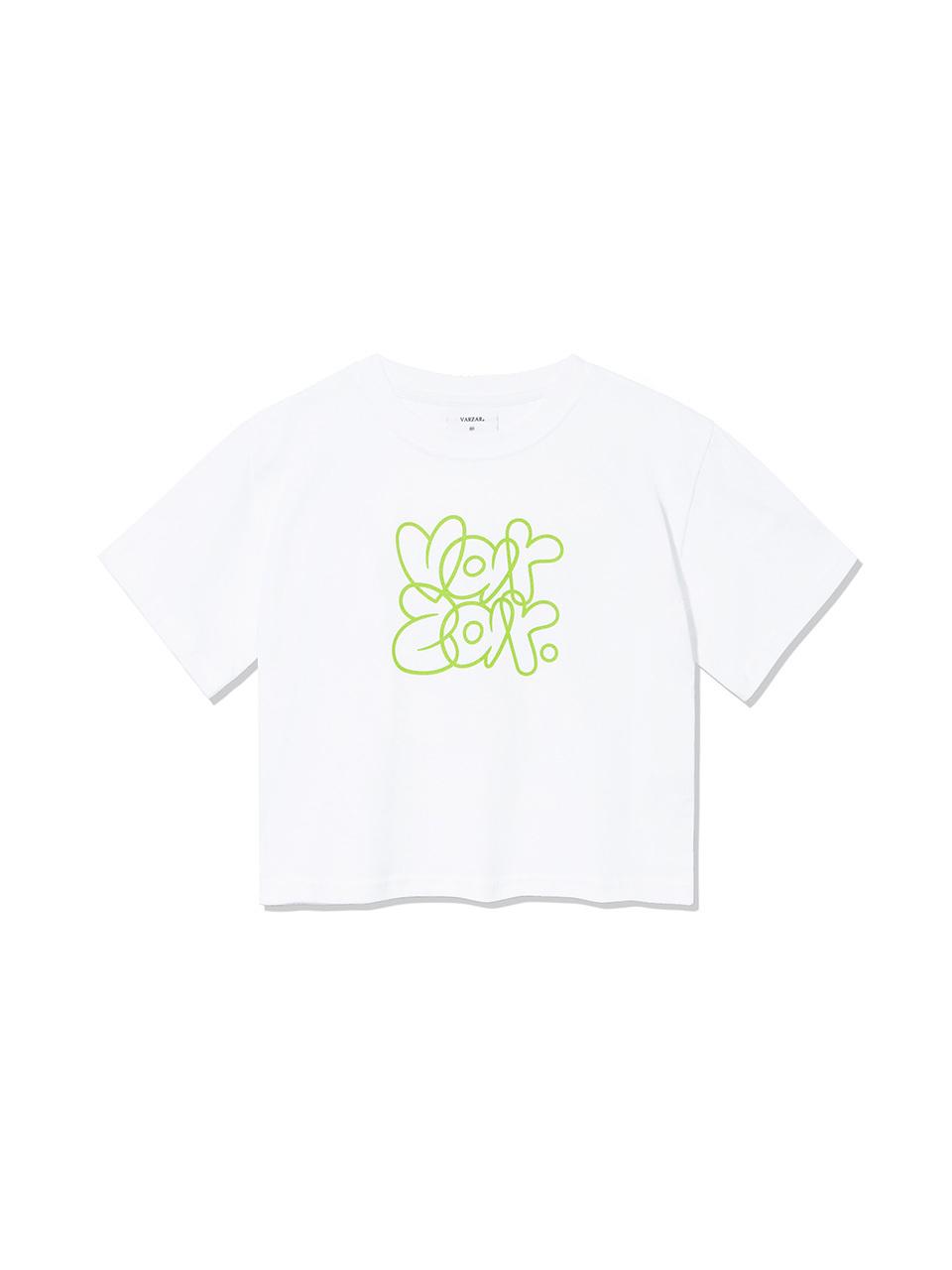 VARZAR Graffiti Crop Short-Sleeve T-shirt [Beige]