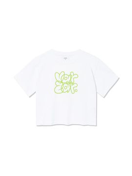VARZAR Graffiti Crop Short-Sleeve T-shirt [Beige]