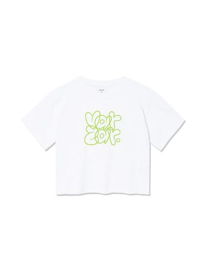 VARZAR Graffiti Crop Short-Sleeve T-shirt [Beige]