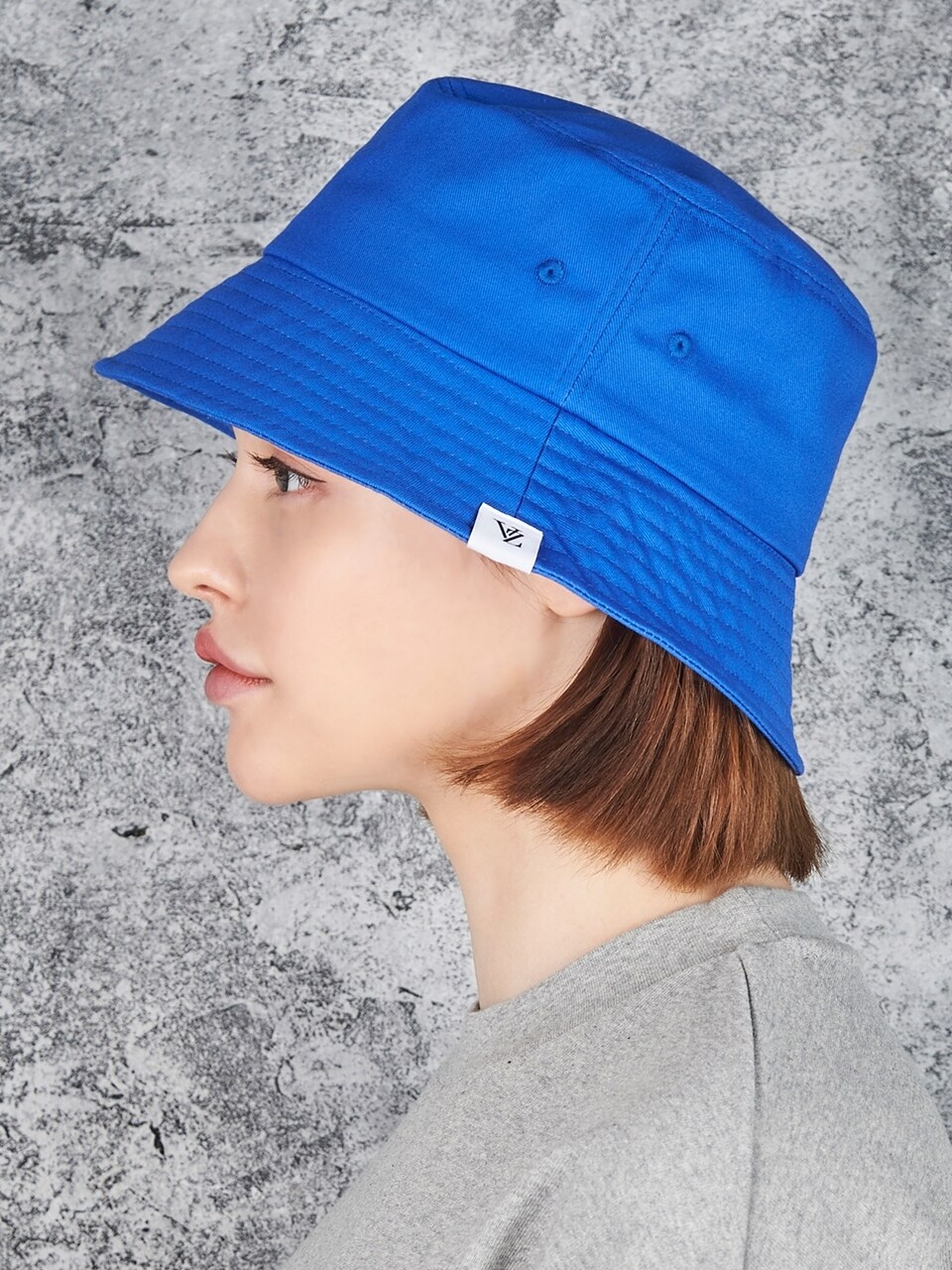 VARZAR Monogram Label Bucket Hat_Blue