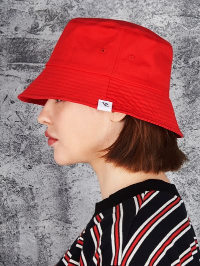 VARZAR Monogram Label Bucket Hat_Red