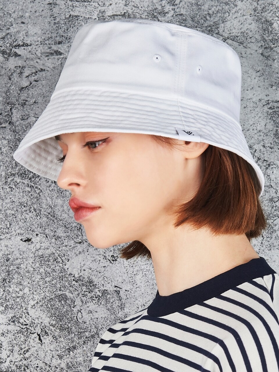 VARZAR Monogram Label Bucket Hat_White