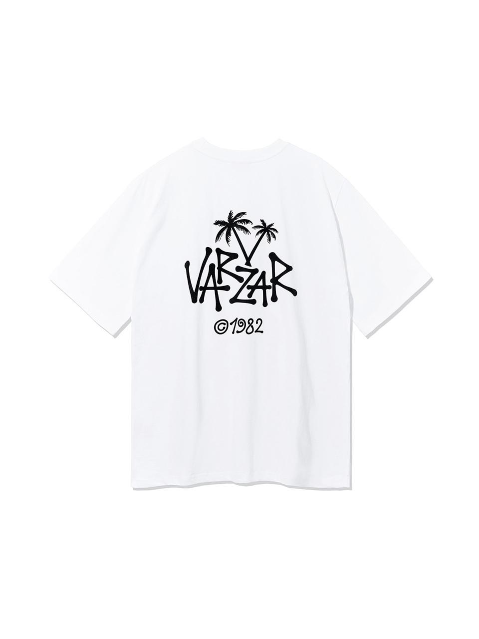 VARZAR Palm Tree Logo Cotton Regular Fit T-Shirt [Beige/Black]