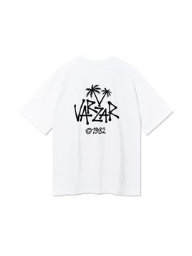 VARZAR Palm Tree Logo Cotton Regular Fit T-Shirt [Beige/Black]