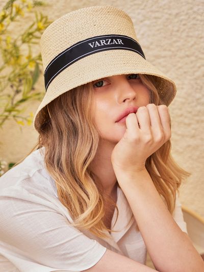 VARZAR Ribbon Paper Bucket Hat_Beige