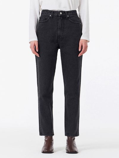 VARZAR Signature Studded Tapered Crop-Fit Denim Pants [Black]