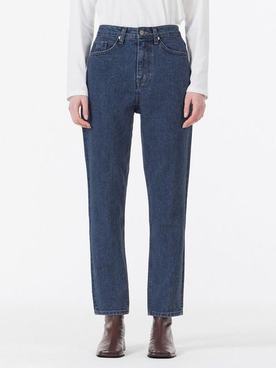VARZAR Signature Studded Tapered Crop-Fit Denim Pants [Indigo]