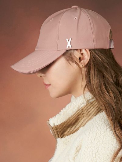 VARZAR Silver Stud Overfit Ball Cap_Pink