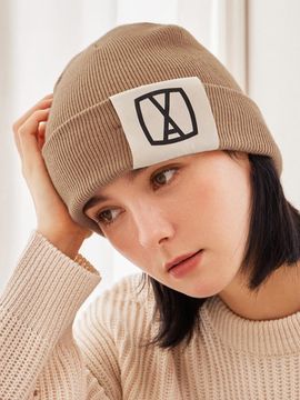 VARZAR Square Label Premium Blend Beanie [Beige]