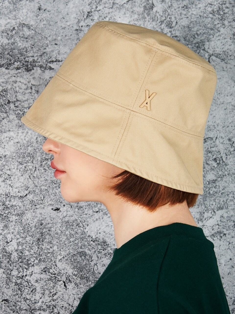 VARZAR Stud Drop Overfit Bucket Hat_Beige