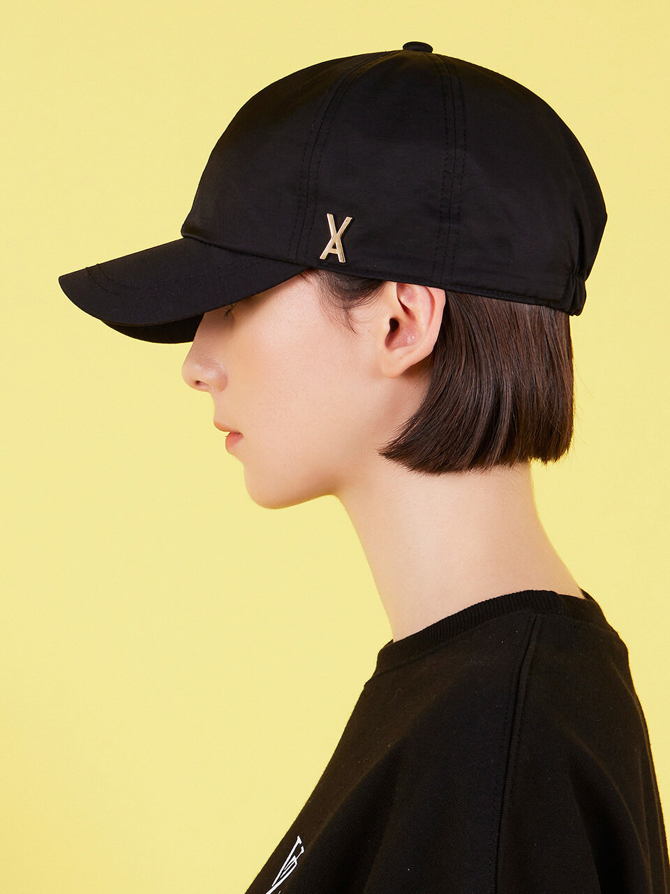 VARZAR Stud Logo Nylon Newsboy Ball Cap_Black