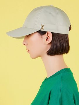 VARZAR Stud Logo Overfit Polyester Ball Cap_Beige