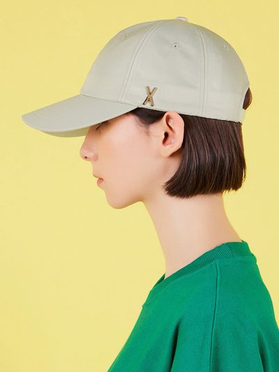 VARZAR Stud Logo Overfit Polyester Ball Cap_Beige