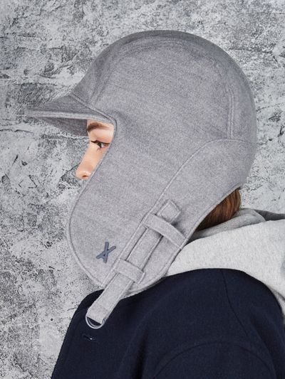 VARZAR Stud Logo Overfit Wool Trooper Hat_Gray