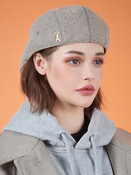 VARZAR Stud Retro Wool Beret_Beige