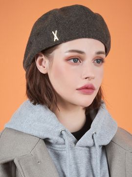VARZAR Stud Retro Wool Beret_Brown