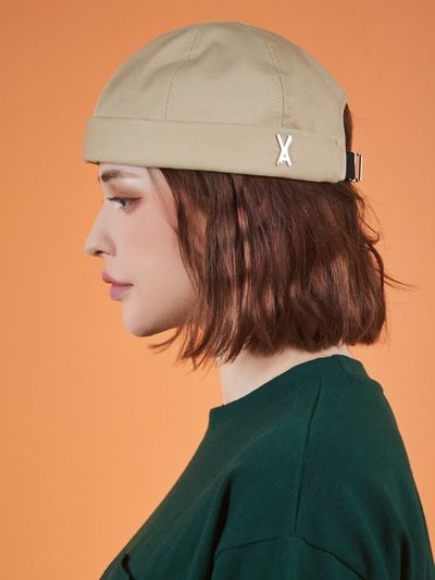 VARZAR Twill Metal Buckle Watch Cap_Beige