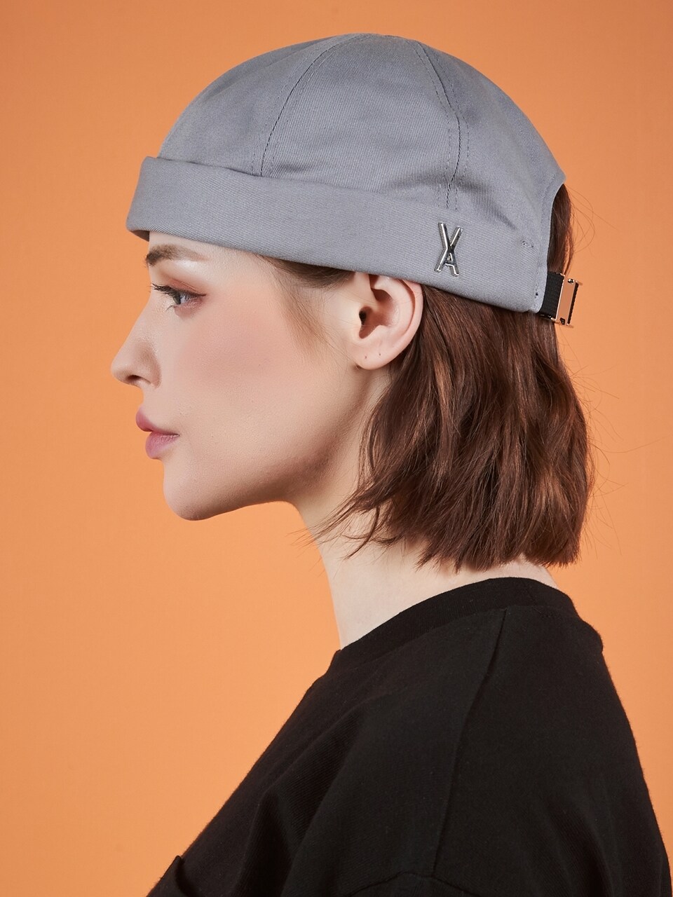 VARZAR Twill Metal Buckle Watch Cap_Grey