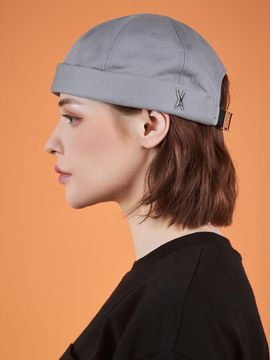VARZAR Twill Metal Buckle Watch Cap_Grey
