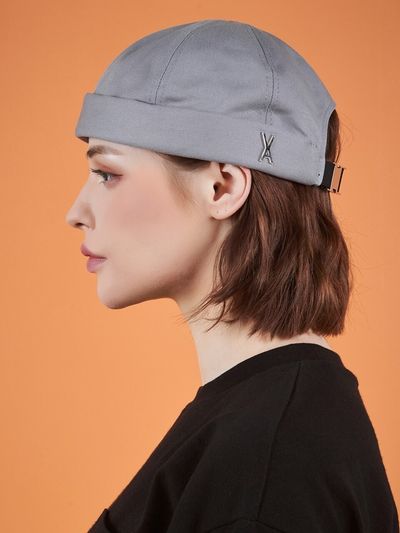 VARZAR Twill Metal Buckle Watch Cap_Grey