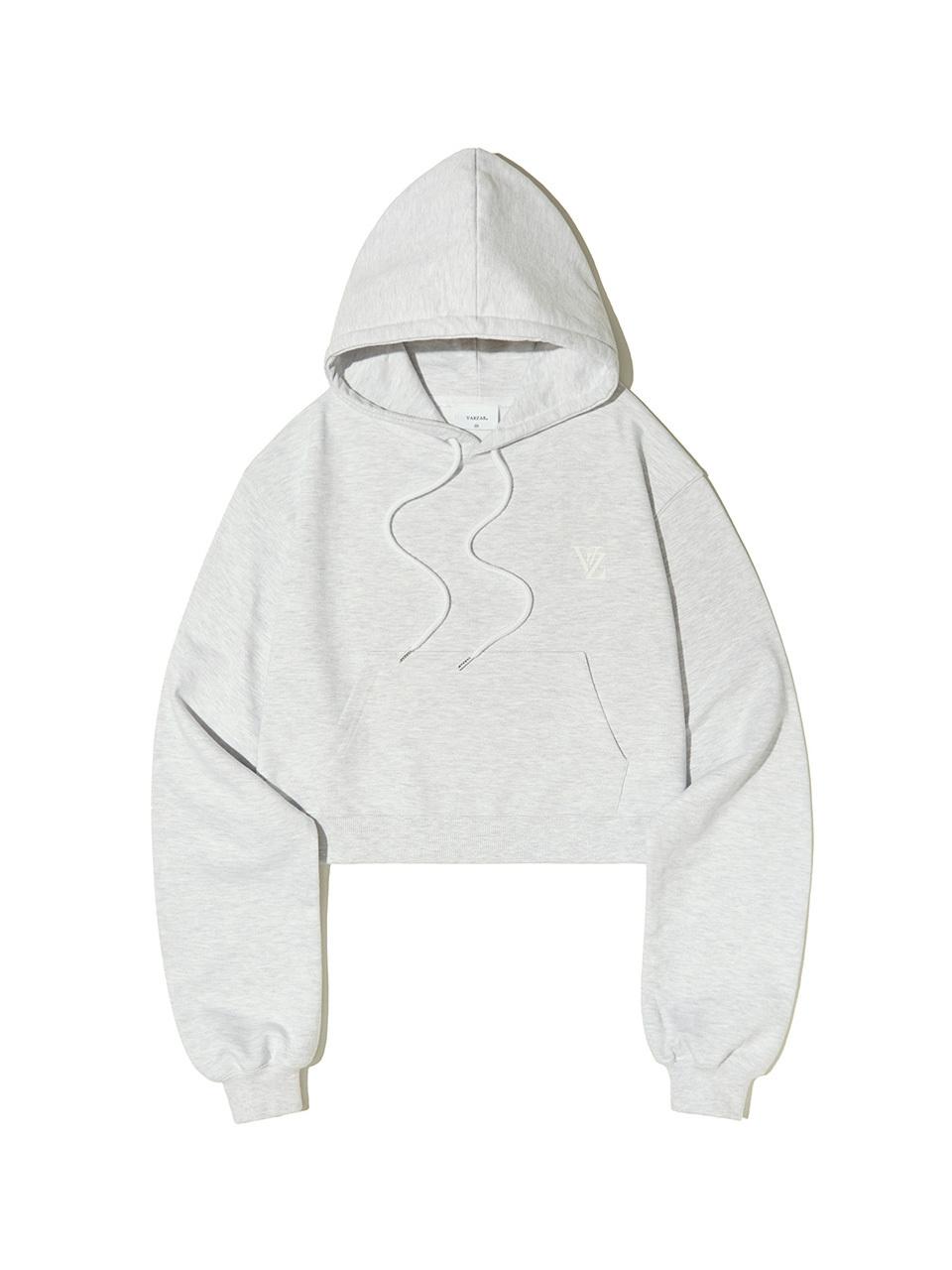 VARZAR VZ Print Cropped Cotton Hoodie [Ash beige]