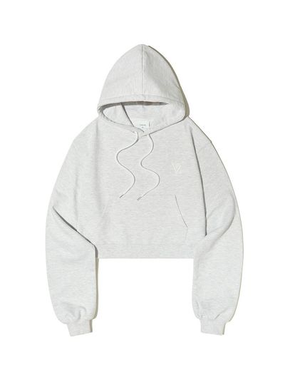 VARZAR VZ Print Cropped Cotton Hoodie [Ash beige]