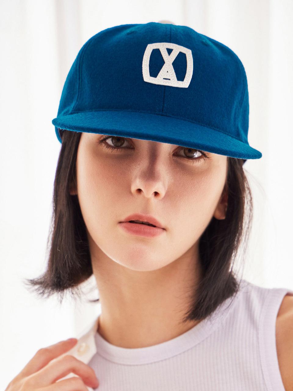 VARZAR Wool Premium Felt VA Square Appliqu Baseball Cap [Navy]