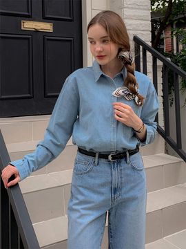 VASCARA One Pocket Oversized-fit Cotton Denim Shirt (VSHIRT_001)