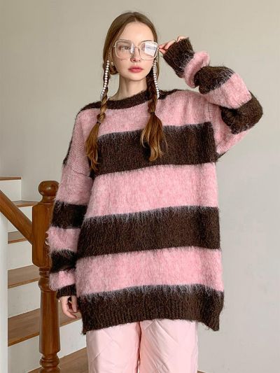 VASCARA Oversized-Fit Soft Wool Stripe Knit (VKNIT_013)
