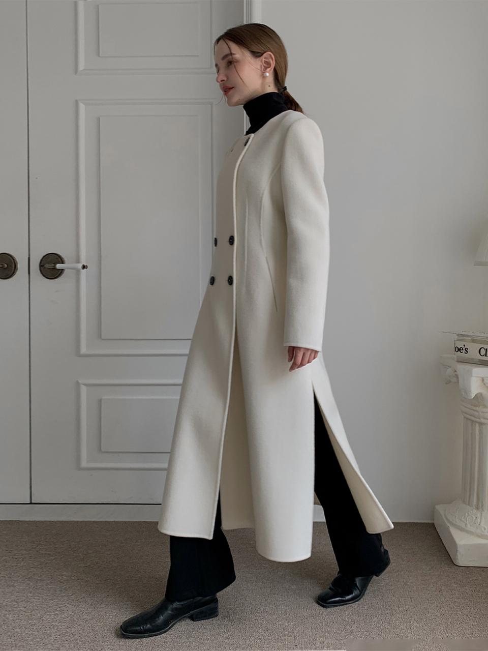 VASCARA Round Line Wool Handmade Long Coat (VCOAT_011)
