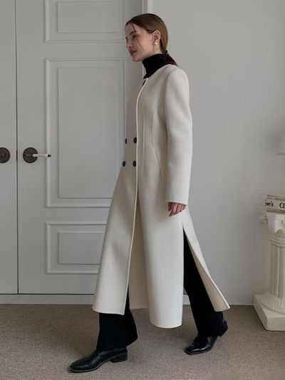VASCARA Round Line Wool Handmade Long Coat (VCOAT_011)