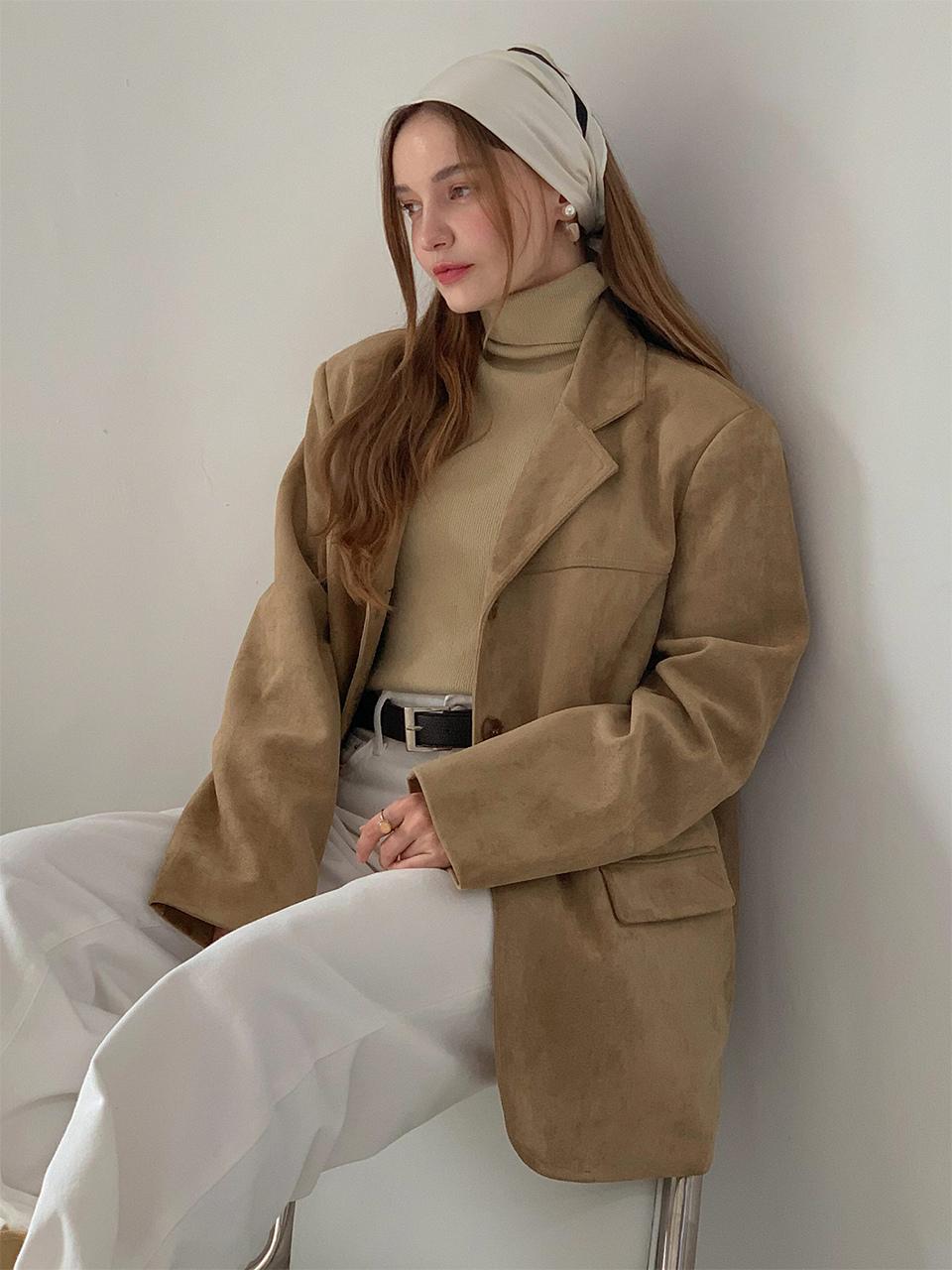 VASCARA Suede Single Button Half Jacket (VCOAT_012)  (5colors)