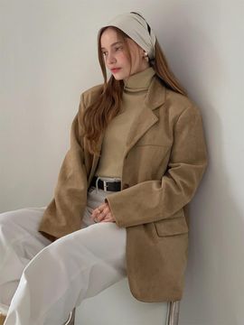 VASCARA Suede Single Button Half Jacket (VCOAT_012)  (5colors)